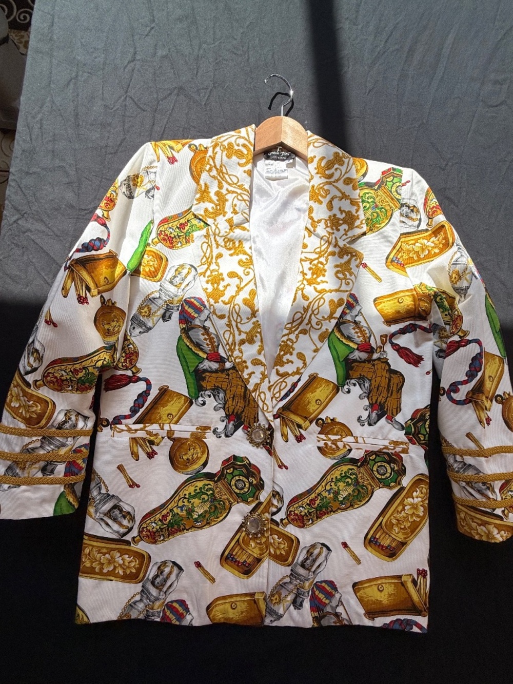 Diane Fres vintage white patterned jacket and matching skirt